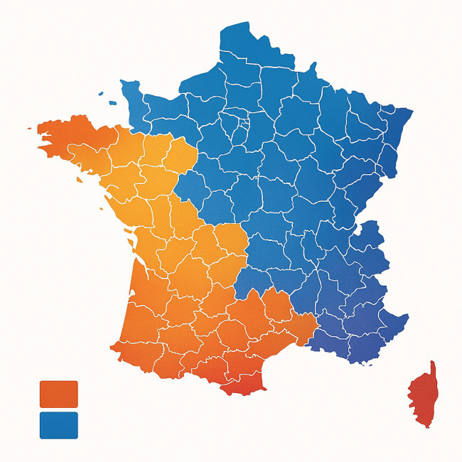 Carte des frais de notaire en France