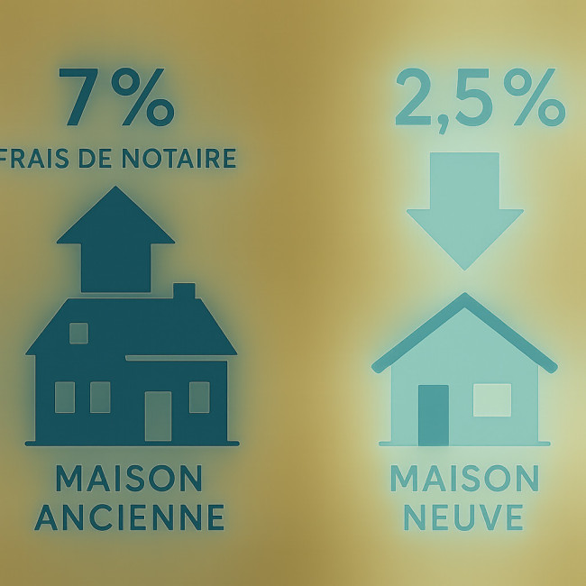 Infographie comparant les frais de notaire entre ancien et neuf